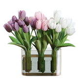 Flower Set 25 / White and Purple Tulips Bouquet
