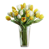 Flower Set 27 / Yellow and White Tulips Bouquet