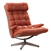 Brown Leather Swivel Chair by Gote Mobler
