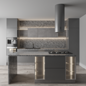 kitchen modern set - wood and grey 49