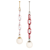 Pendant lamp with decorative chain Brooklyn Studio Pink Red