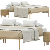 Set from Zara home_wooden bed frame_wooden bedside table
