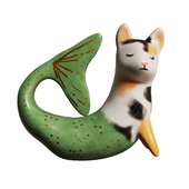 Фарфоровая статуэтка кот-русалка
