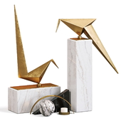 Decorative set with origami birds
