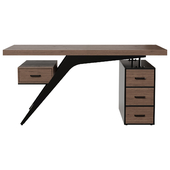 Рабочий стол     Wooden Office Desk Black Computer Desk with 4 Drawers in Metal Legs       письменный стол