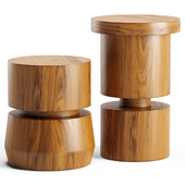 Reclaimed Teak Wood Pillar Side Tables