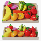 Toy vegetables and fruits