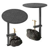 Black Lava Stone Side Table by Bentu Design