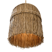 Bell rattan Round grass leaves ceiling pendant lamp Long fringes