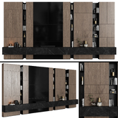 TV wall modular in modern style with decor 02