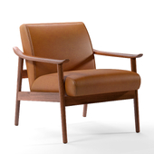 Mid Century Leather Show Wood Chair