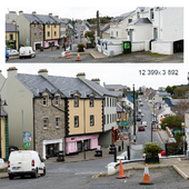Panorama. The central street of the city of Ardara. Northern Ireland.