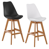 Bar stool with leather seat and wooden legs