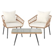 Rattan Wicker Table and Chair for Patio and Garden
