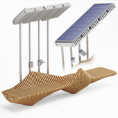 Urban Furniture-Parametric Bench with Canopy& Solar Panel