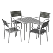 SJÄLLAND dark gray table and 2 chairs w armrests outdoor for garden and patio