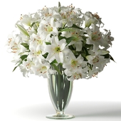 Белые лилии в стеклянной классической вазе