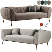 Modern Green Velvet Upholstered Sofa