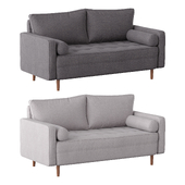 Hudson Mid-Century Modern Loveseat Sofa with Tufted Upholstery & Solid Wood Legs