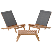 Three-piece patio garden set table and two low chairs La Redoute Oparon Garden Set
