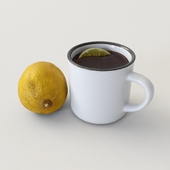 Mug of tea with lemon