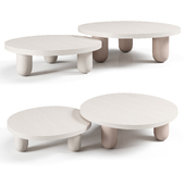 Round White Column Coffee Table by MSJ Furniture Studio