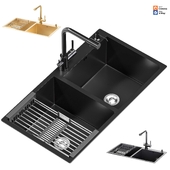 sink black and gold Stainless Steel kitchen sink