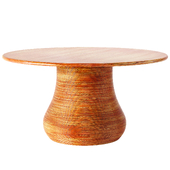 CB2 Salamina Rattan Wrapped Round Wood Dining Table