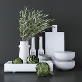 Kitchen Set with Artichokes and Olive Branches