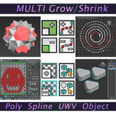 Multi Grow and Shrink for Poly, Unwrap UVW and Spline.