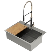 KRAUS Workstation 30 Drop-In 16 Gauge Stainless Steel Single Bowl Kitchen Sink
