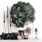 Decor set with Christmas eucaliptus wreath 063