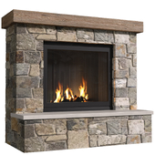 Classic stone fireplace in country style. .Classic stone Country style fireplace.Stonework.Rustic Fireplace Mantel