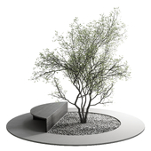 Urban Environment - Urban Furniture - Green Benches With tree 36