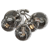 Modo Ceiling Mount 5 Globes Polished Nickel and Gray Glass