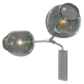 Branching Bubble Sconce Satin Nickel and Dark Green Glass