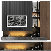 TV wall in modern style with decor 04
