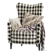 Adair Black and White Plaid Fabric Club Chair