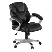 Mid-Back Black Leather Soft Layered Upholstered Executive Swivel Ergonomic Office Chair