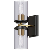 Duo Light Black and Soft Gold Wall Sconce with Clear Glass Black and Soft Gold