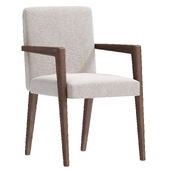 Andrea Mid-Century Modern Grayish Beige Upholstered Wooden Armchair