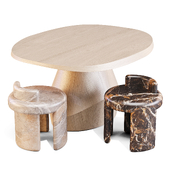 Collection Particuliere: (YAB Table and Kafa Stool) - Dining Set