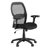 Office swivel chair with mesh back and fabric seat