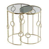 Gold Glass Circle Side Accent Table