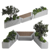 Concrete Flowerpot with Bench