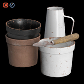Old Flowerpots and Watering Can