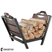 Firewood rack made of leather with stand Concretika