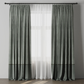 curtain with rod 06 Green Curtain