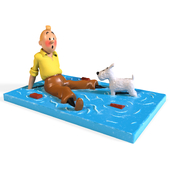 TinTin and milou in water Sculpture