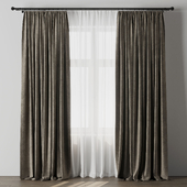 Curtain with rod 09 Curtain brown